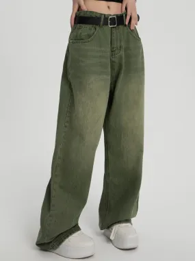 High Waist Wide Leg Army Jeans