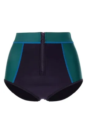 High Waist Zip Bottom | Navy & Green