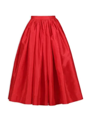 High-Waisted Taffeta Midi Skirt