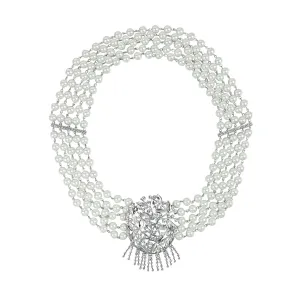 Holly Premium 5 Strand Pearl & Crystal Necklace Inspired By BAT