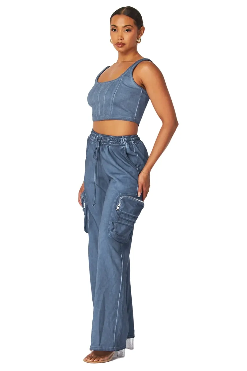 Hot & Delicious Women's Gloria Dirty Wash Cargo Pants