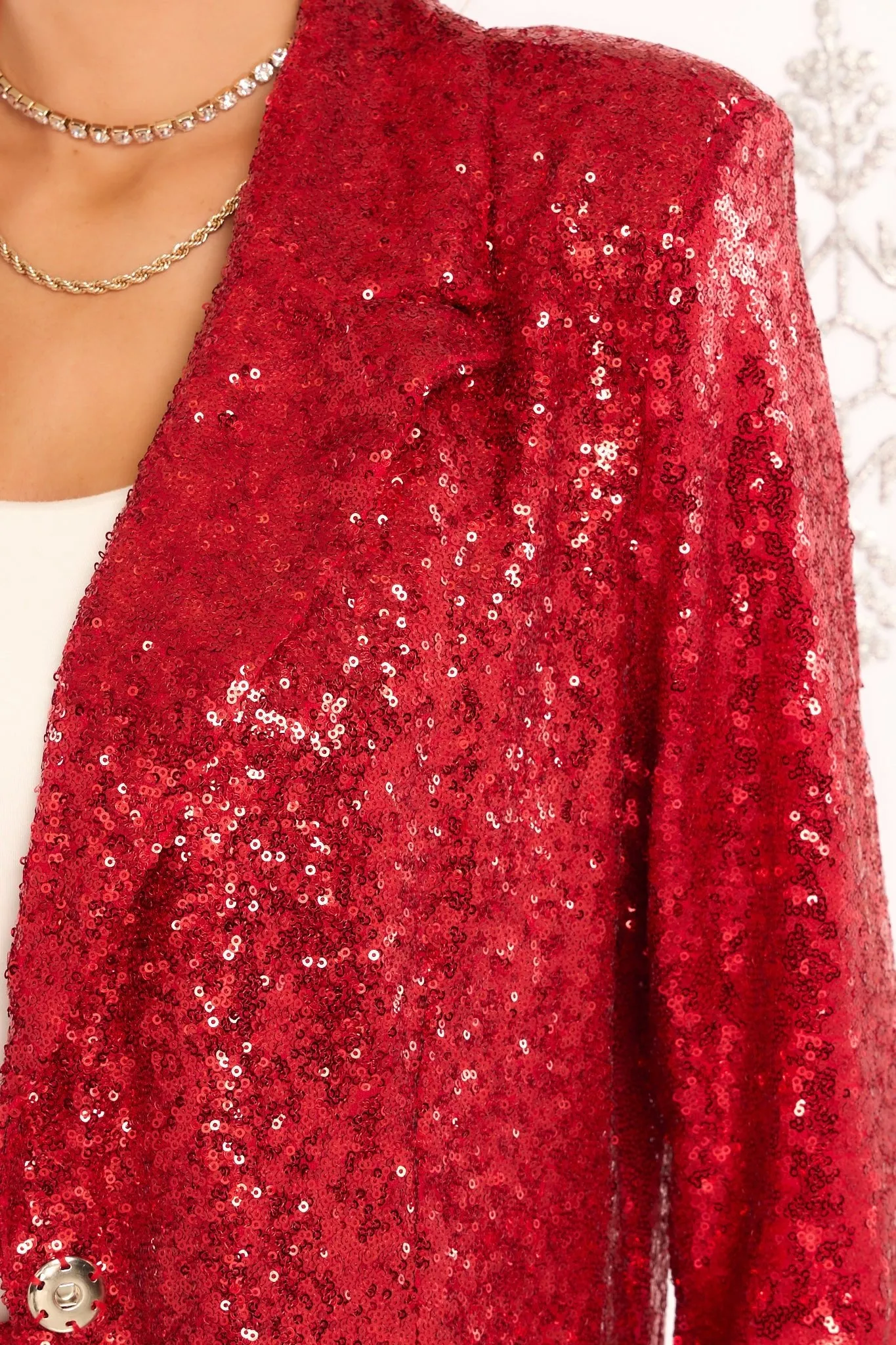 Just Pretend Red Sequin Blazer