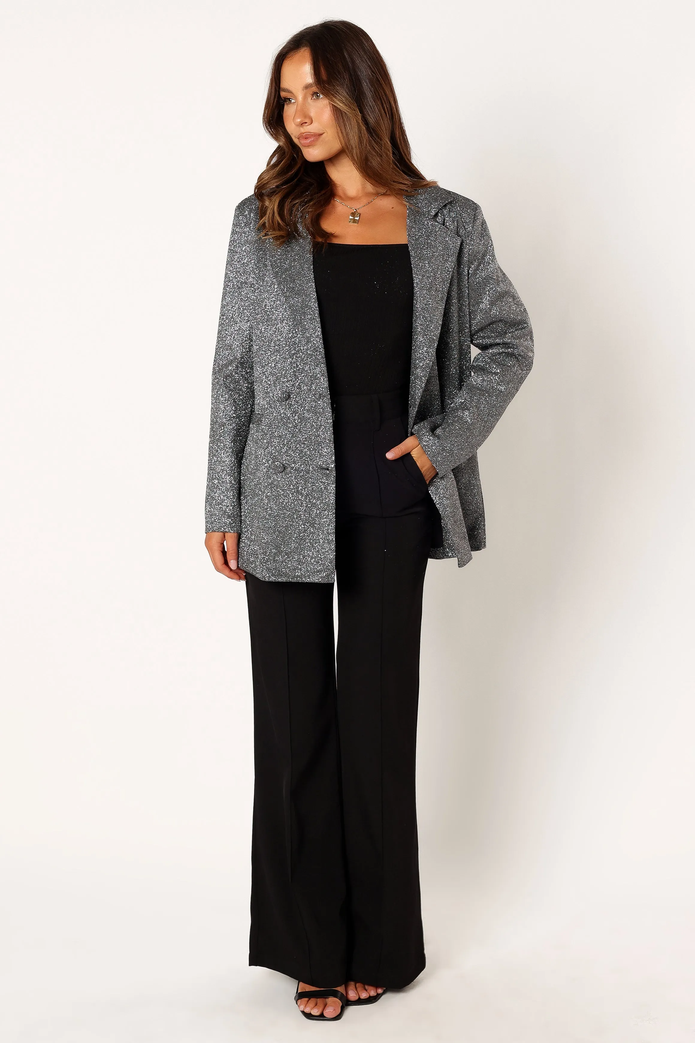 Kaliyah Shimmer Blazer - Black