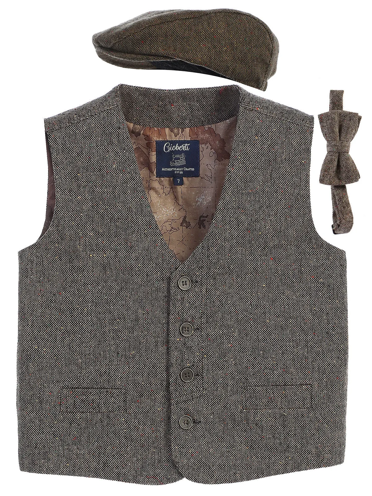 Kid's (2T-7) 3pc Tweed Vest Set