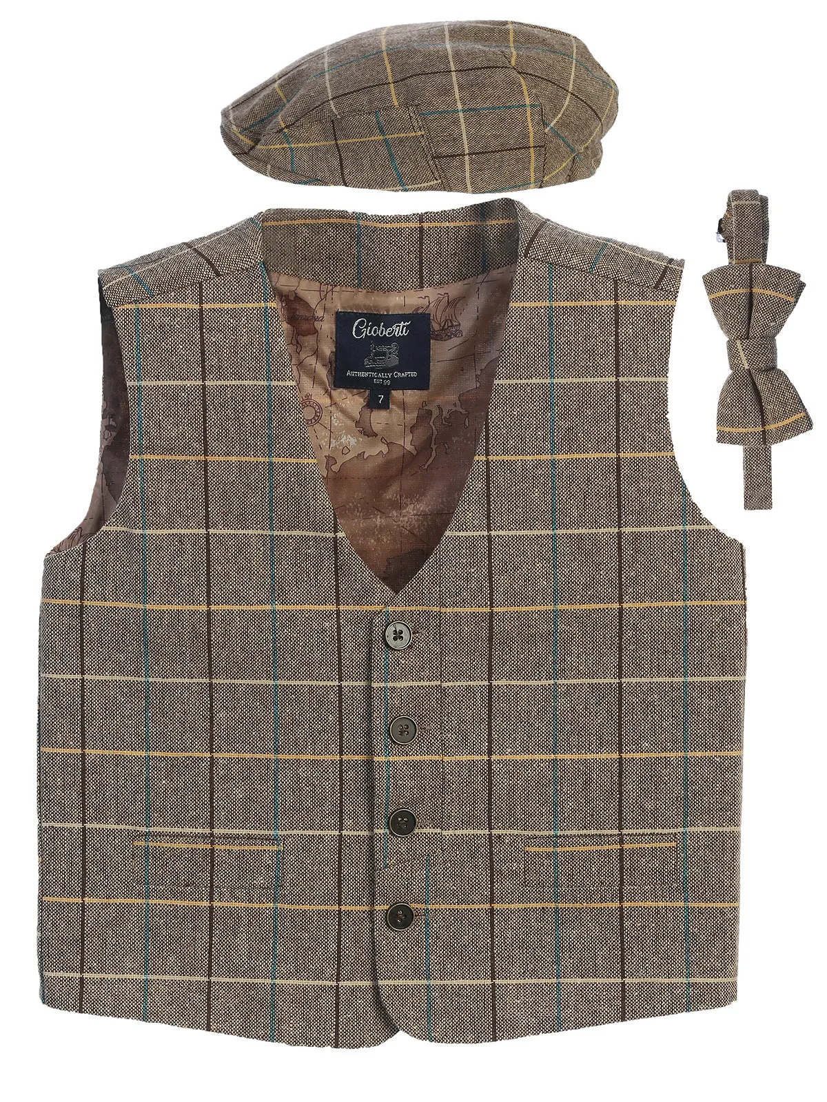 Kid's (2T-7) 3pc Tweed Vest Set