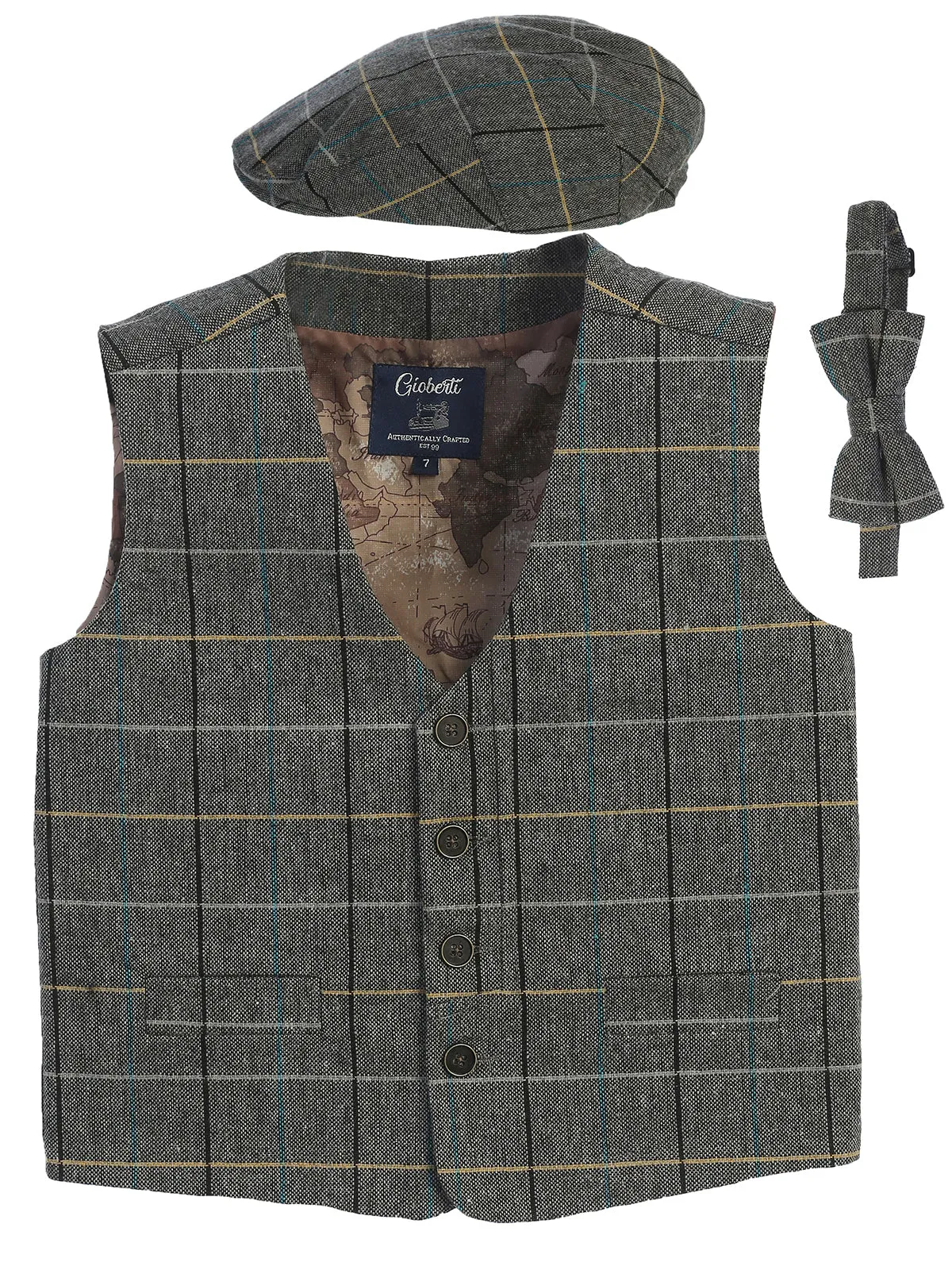 Kid's (2T-7) 3pc Tweed Vest Set