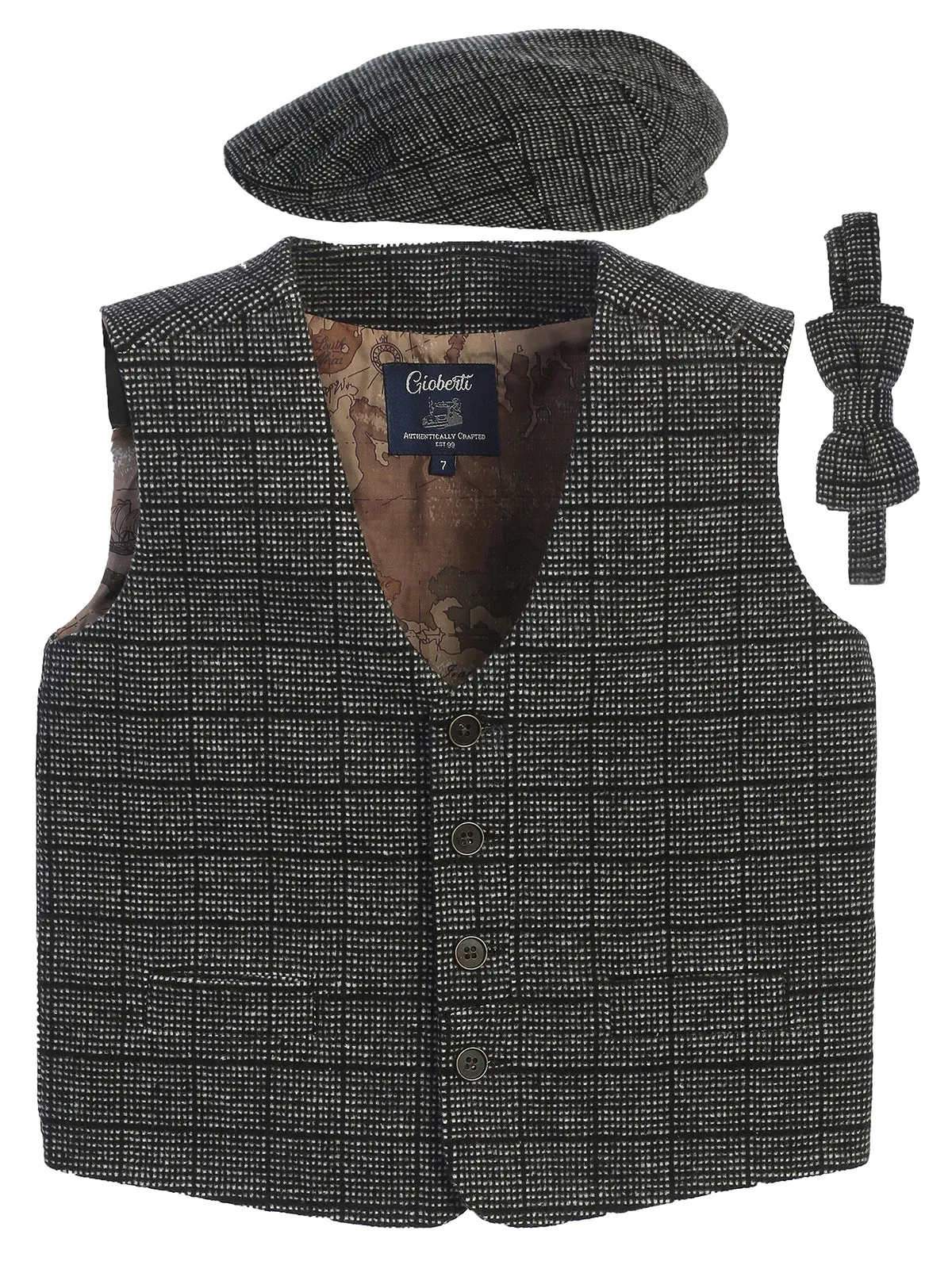 Kid's (2T-7) 3pc Tweed Vest Set