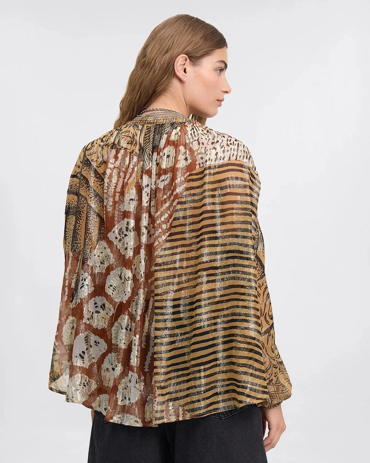 Layla Carmel Oversized Print Blouse