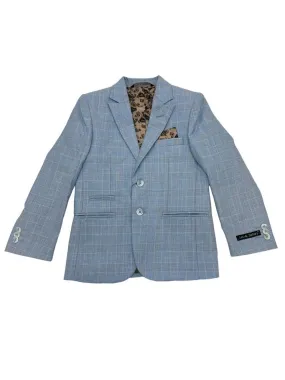 Leo and Zachary Light Blue Glen Check Blazer BLZ-450/850 5102