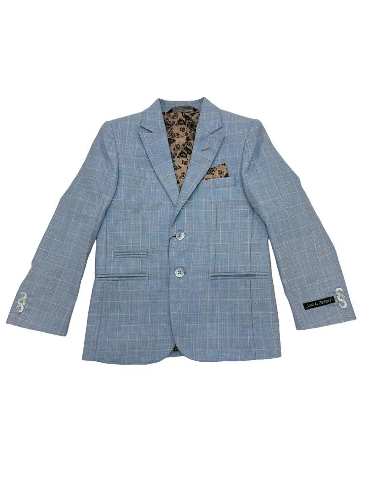 Leo and Zachary Light Blue Glen Check Blazer BLZ-450/850 5102