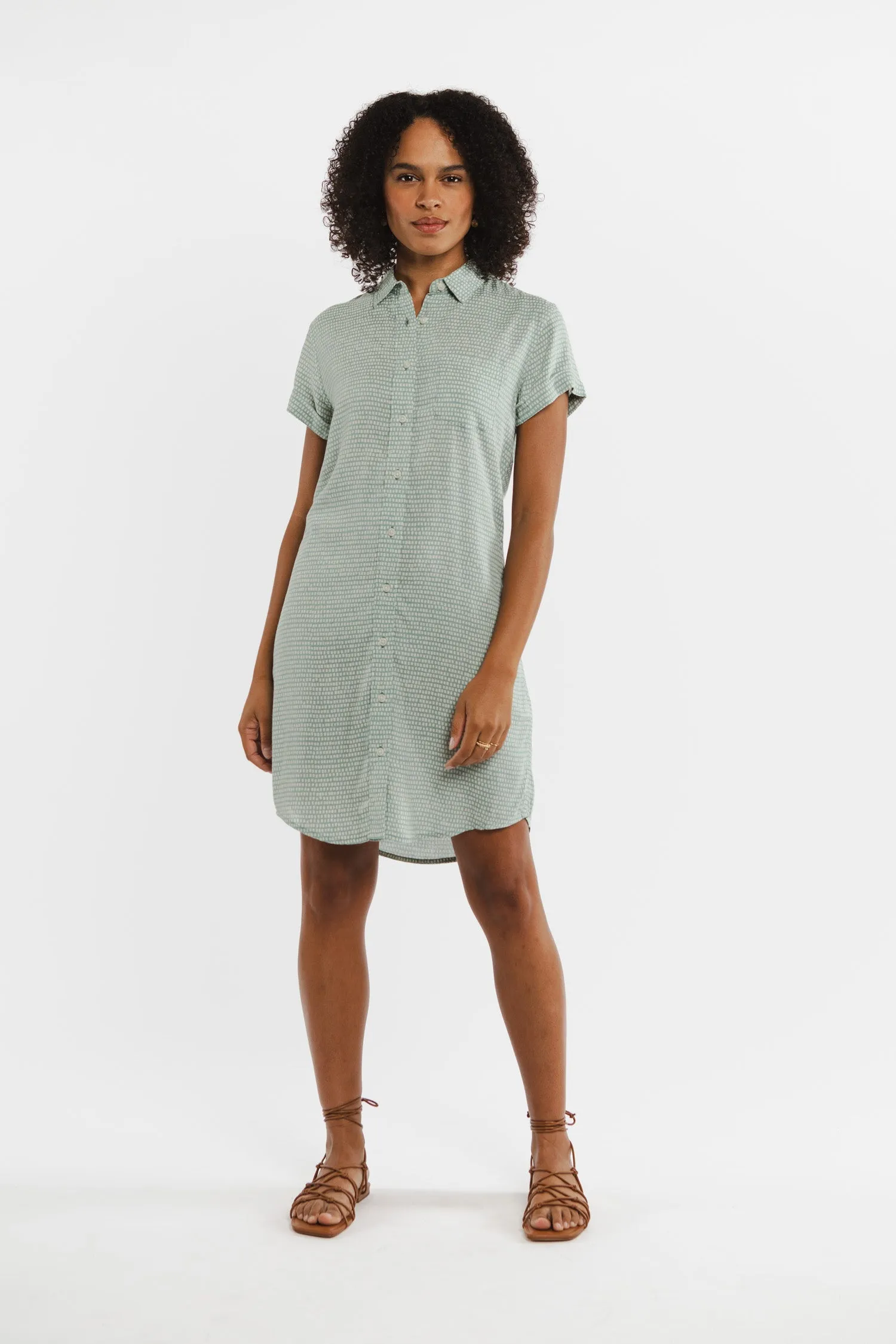 Loren Shirt Dress / Aqua Tiles