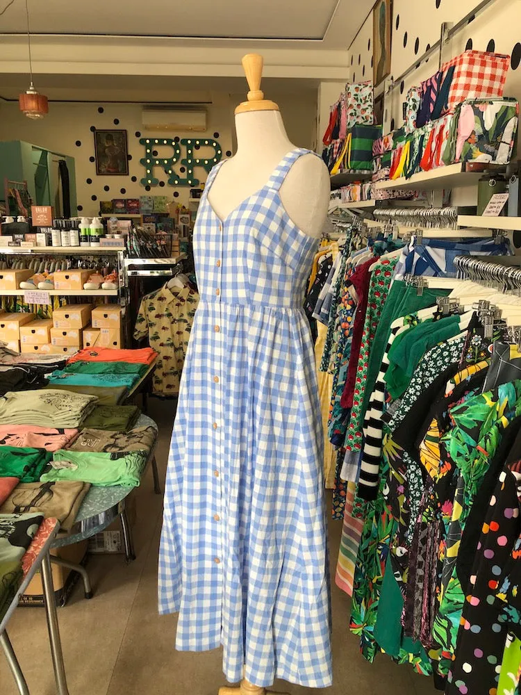 Louche Clover Check Sun Dress - Blue