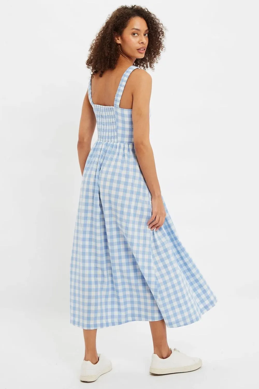 Louche Clover Check Sun Dress - Blue