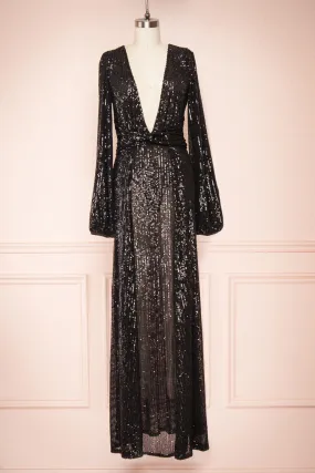 Marta Black | Sparkly Maxi Dress w/ Bodysuit