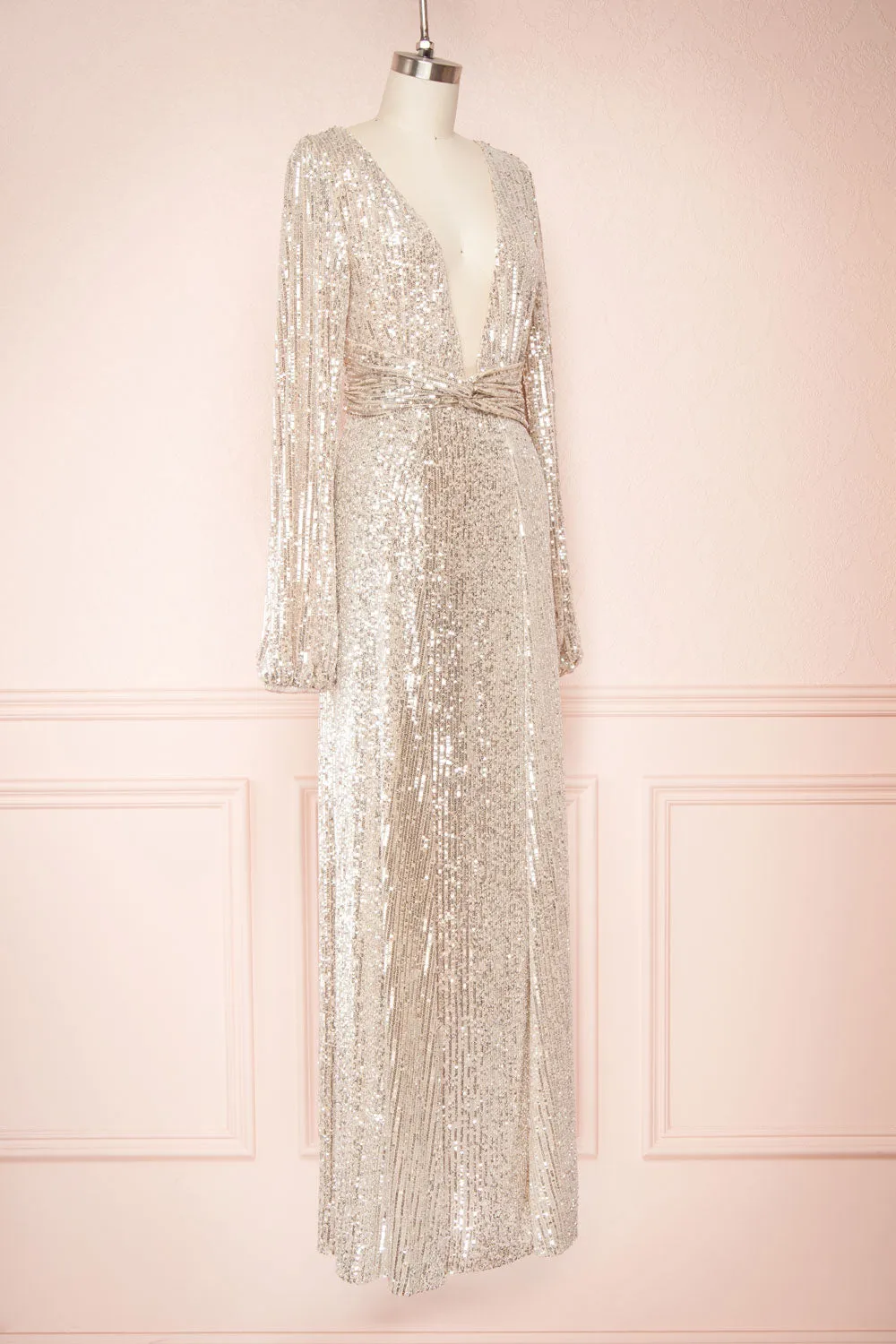 Marta Silver | Sparkly Maxi Dress w/ Bodysuit