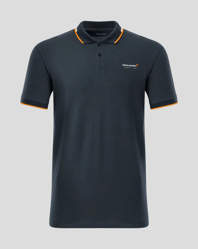 McLaren F1 Men's Core Essentials Small Logo Polo Shirt -Papaya/Vega Blue/Phantom/White/Black