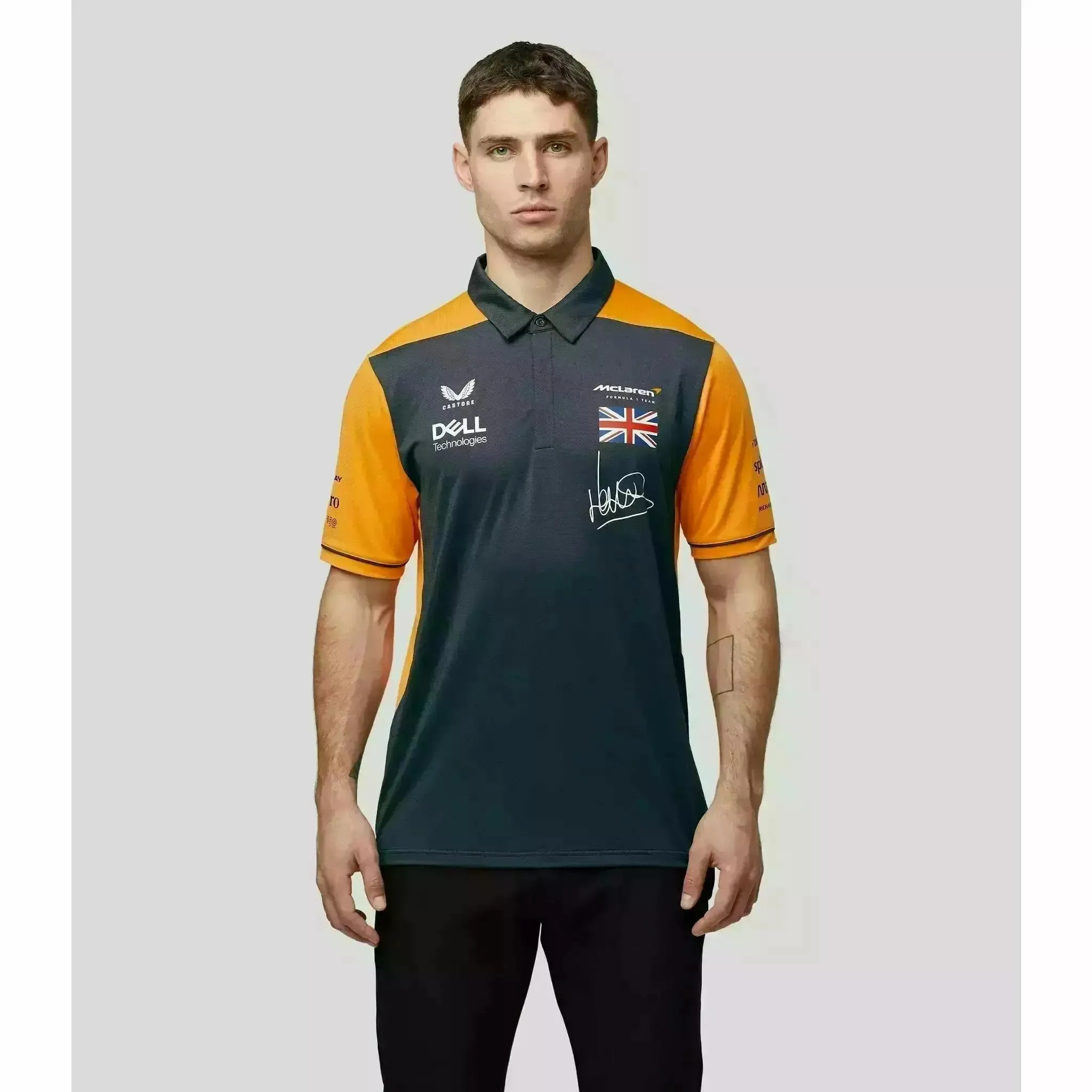 McLaren F1 Men's Lando Norris Team Drivers Polo Shirt - Papaya/Phantom