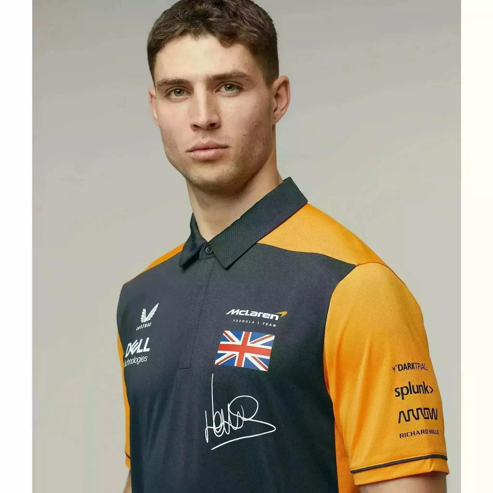 McLaren F1 Men's Lando Norris Team Drivers Polo Shirt - Papaya/Phantom