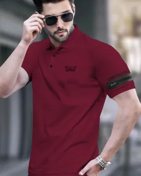 Men Designer Polo Collar Maroon T-shirt