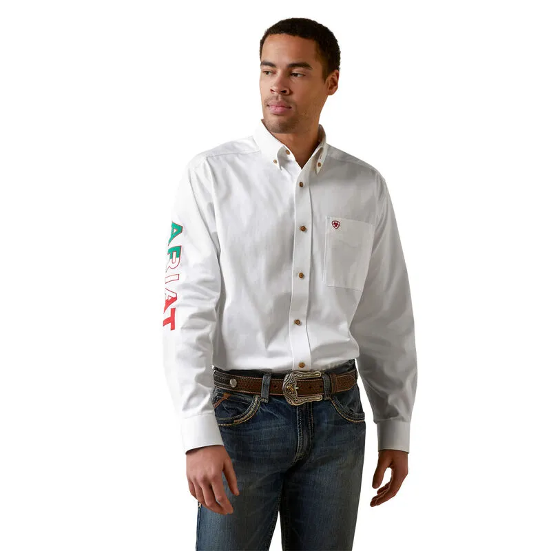 Men's Ariat Team Logo White Twill Classic Fit Shirt - 10040911