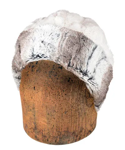 Men's Beanie Hat, Reversible - Luxury Faux Fur in Birch