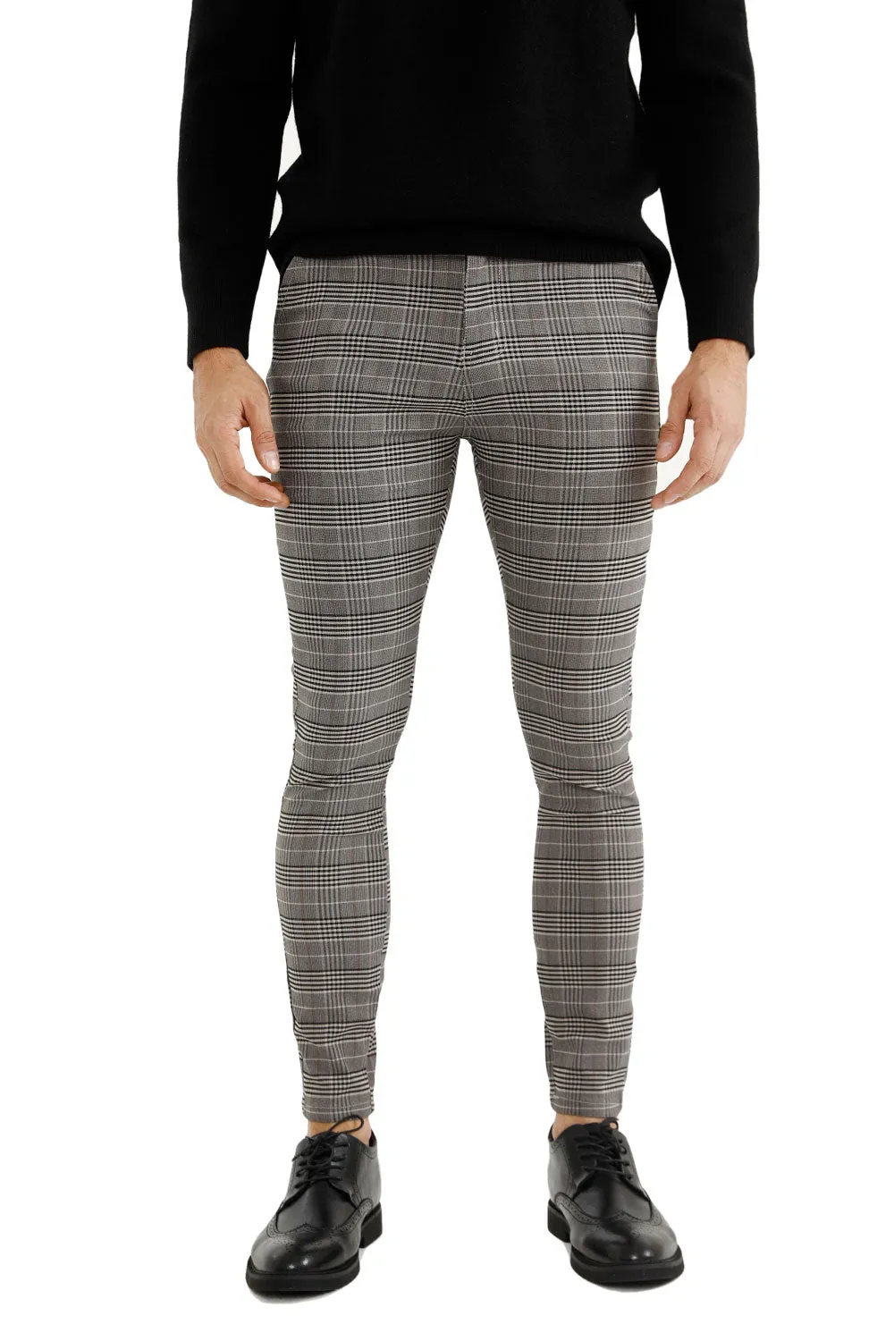 Mens Stretch Skinny Grid Pant