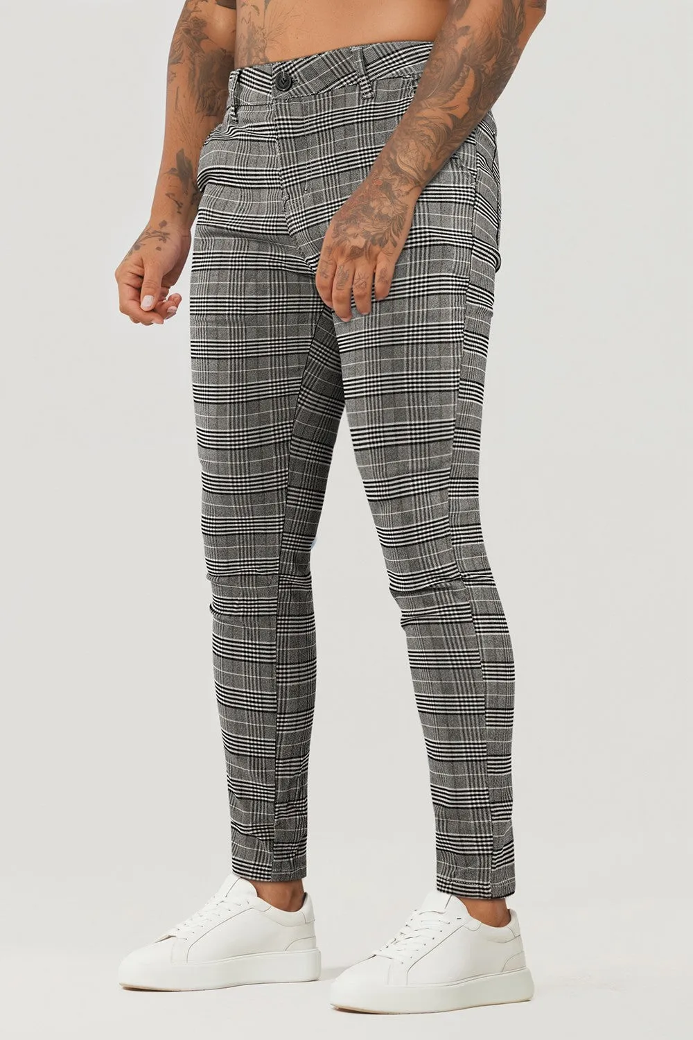 Mens Stretch Skinny Grid Pant