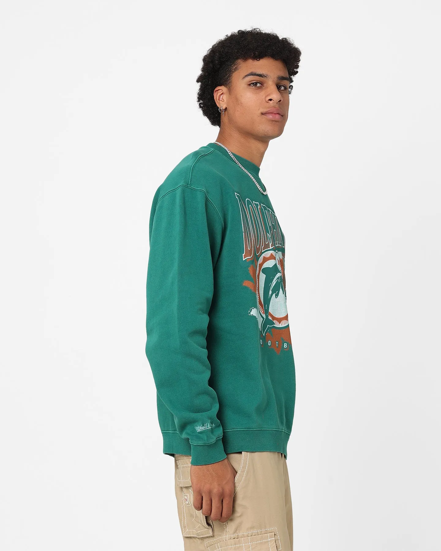 Mitchell & Ness Miami Dolphins Paintbrush Crewneck Aqua