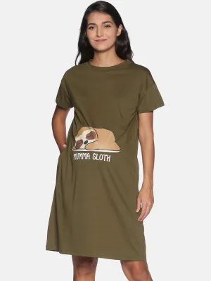 Mumma Sloth Maternity T- Shirt Dress