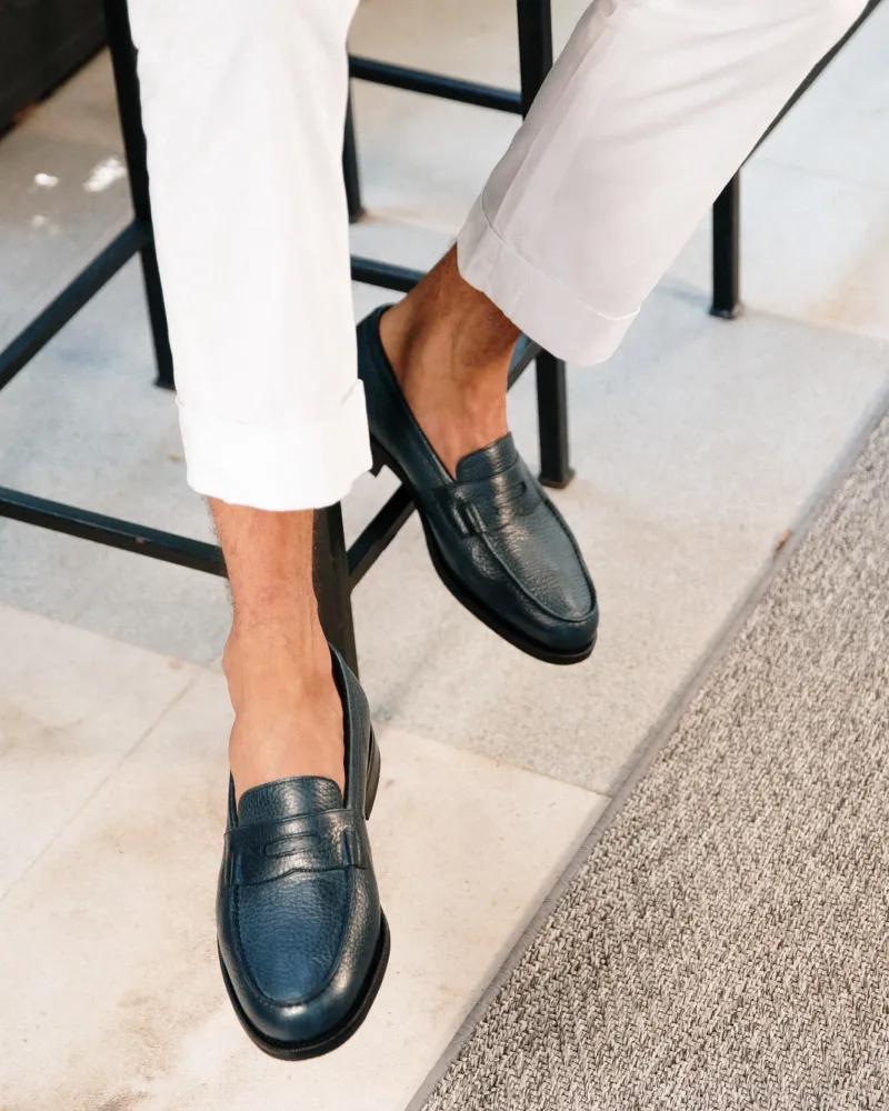 Navy Leather Loafer