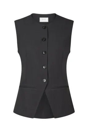 Neo Noir Fabia Structure Waistcoat 164162 Dark Grey