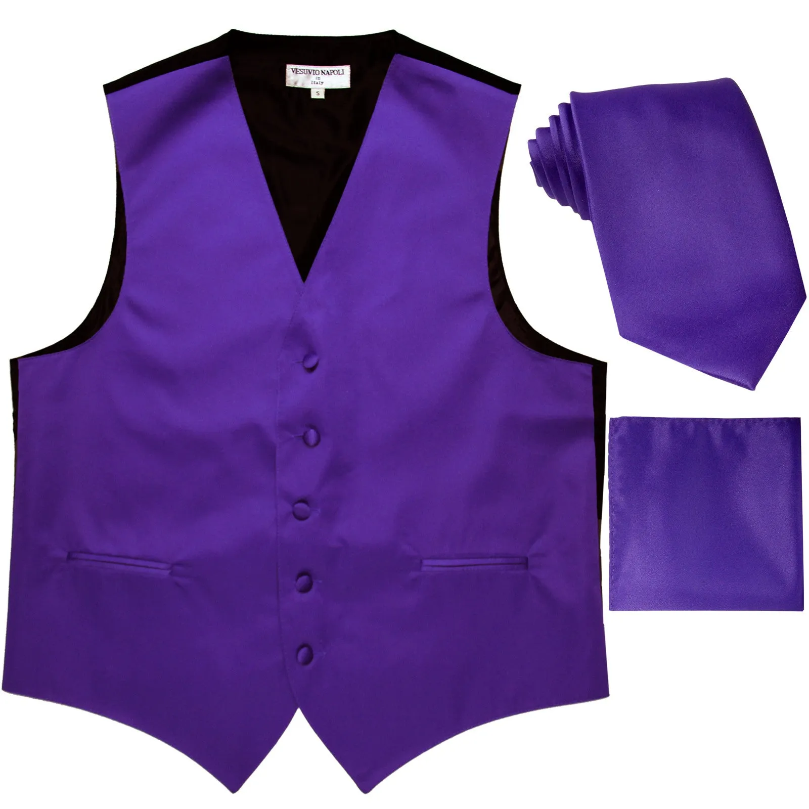 New Men's formal vest Tuxedo Waistcoat_necktie & hankie set wedding purple