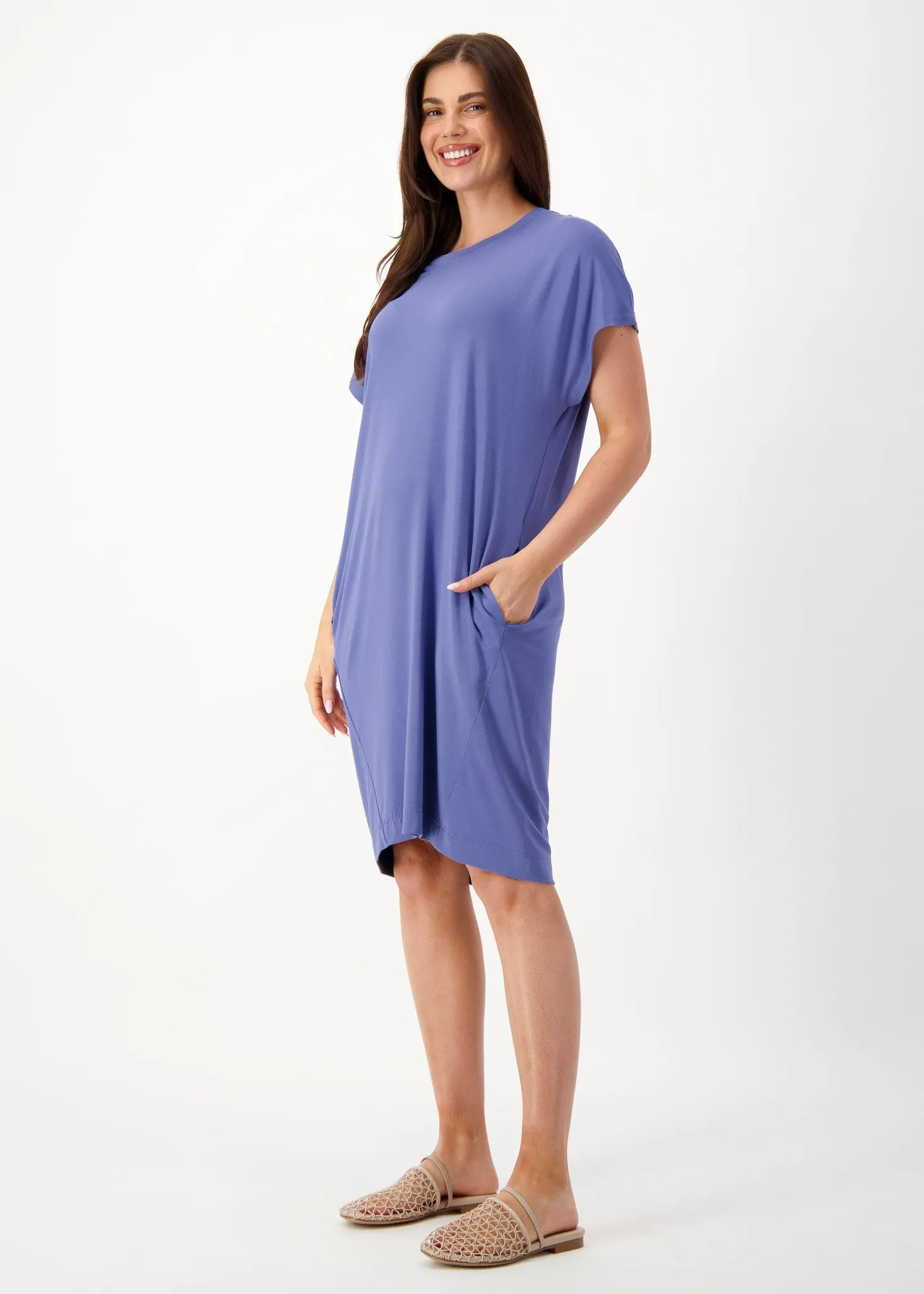 Nicks Bamboo Short Sleeve T-Shirt Dress - Marlin Blue