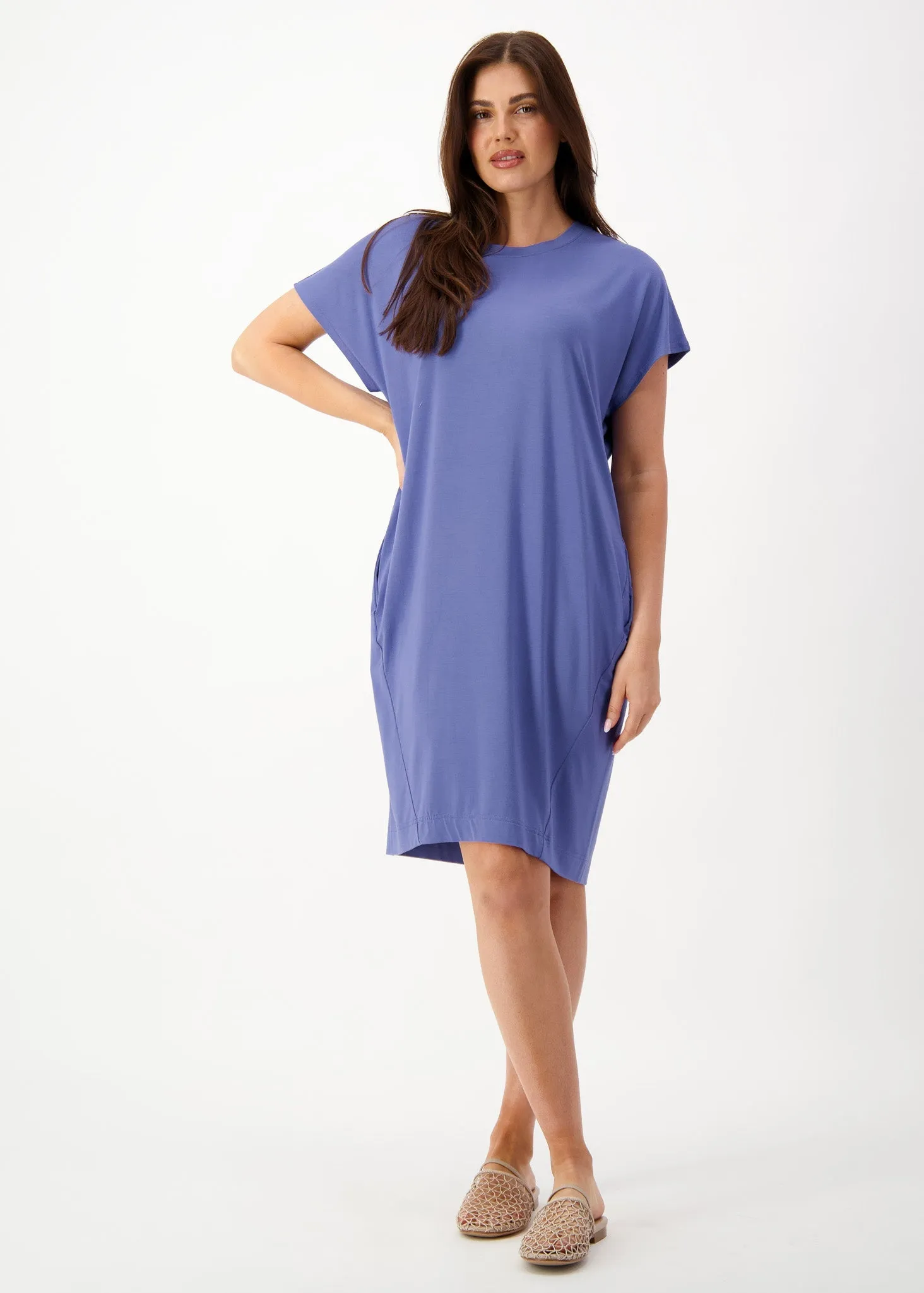 Nicks Bamboo Short Sleeve T-Shirt Dress - Marlin Blue