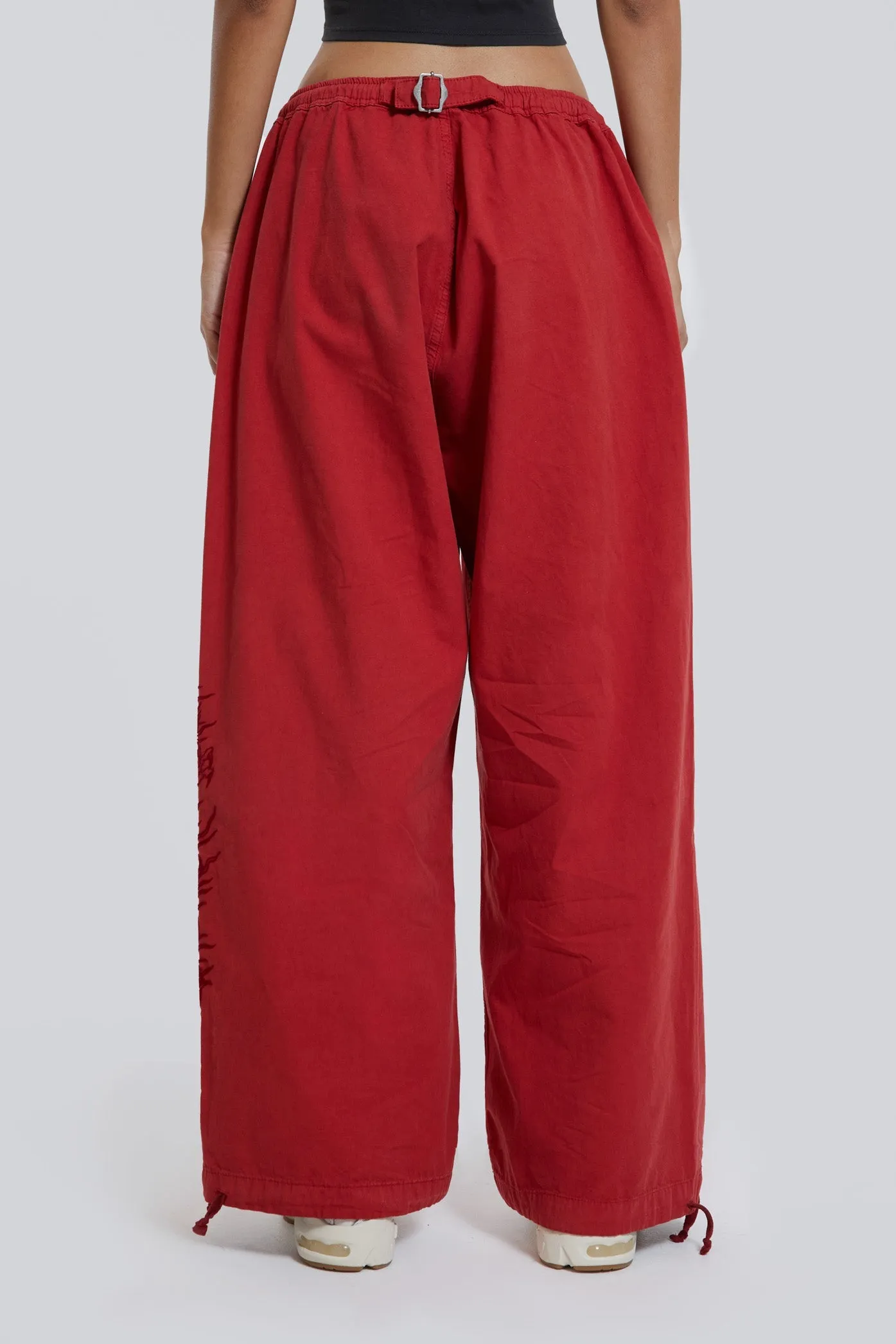 NY Dragon Flock Cargo Pants In Red