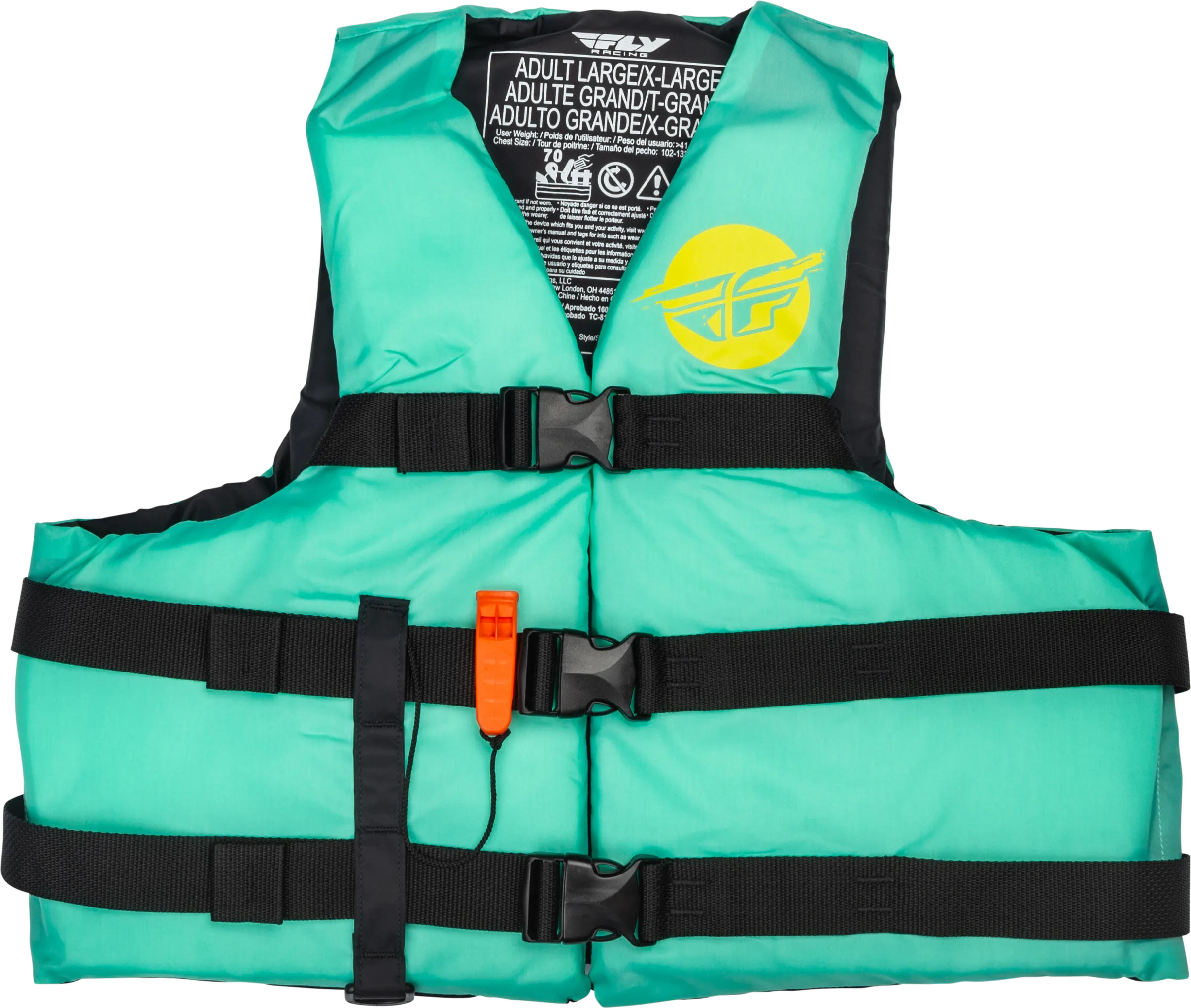 NYLON FLOTATION VEST SEAFOAM GREEN/YELLOW LG/XL