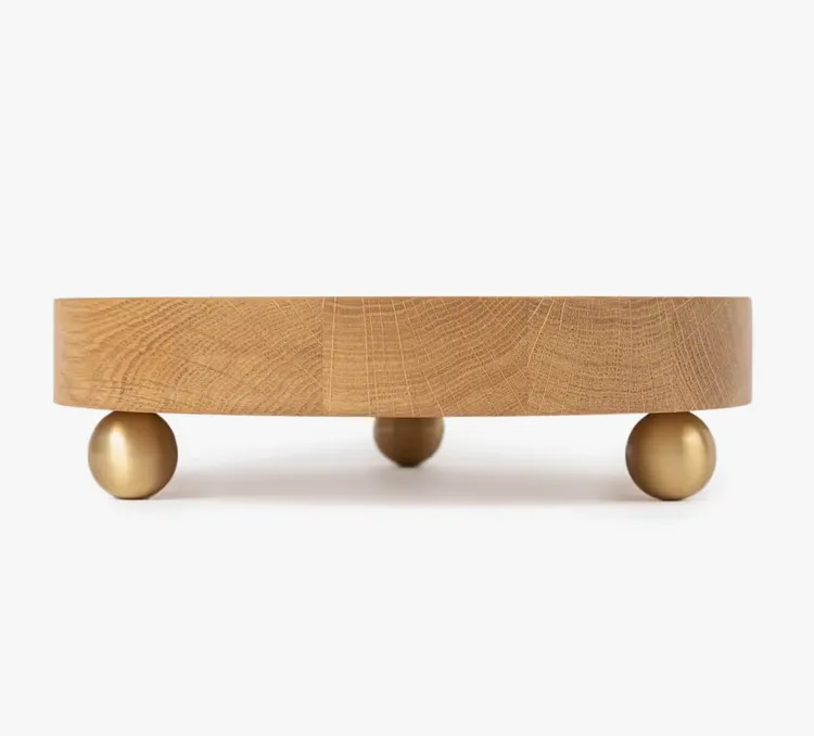 Oak Tray with Brass Feet