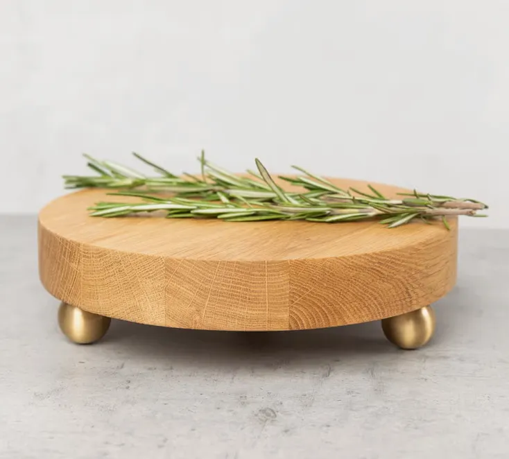 Oak Tray with Brass Feet