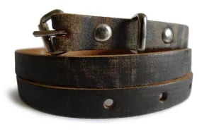 Old Wood Effect Real Leather Rustic Look Women Belt