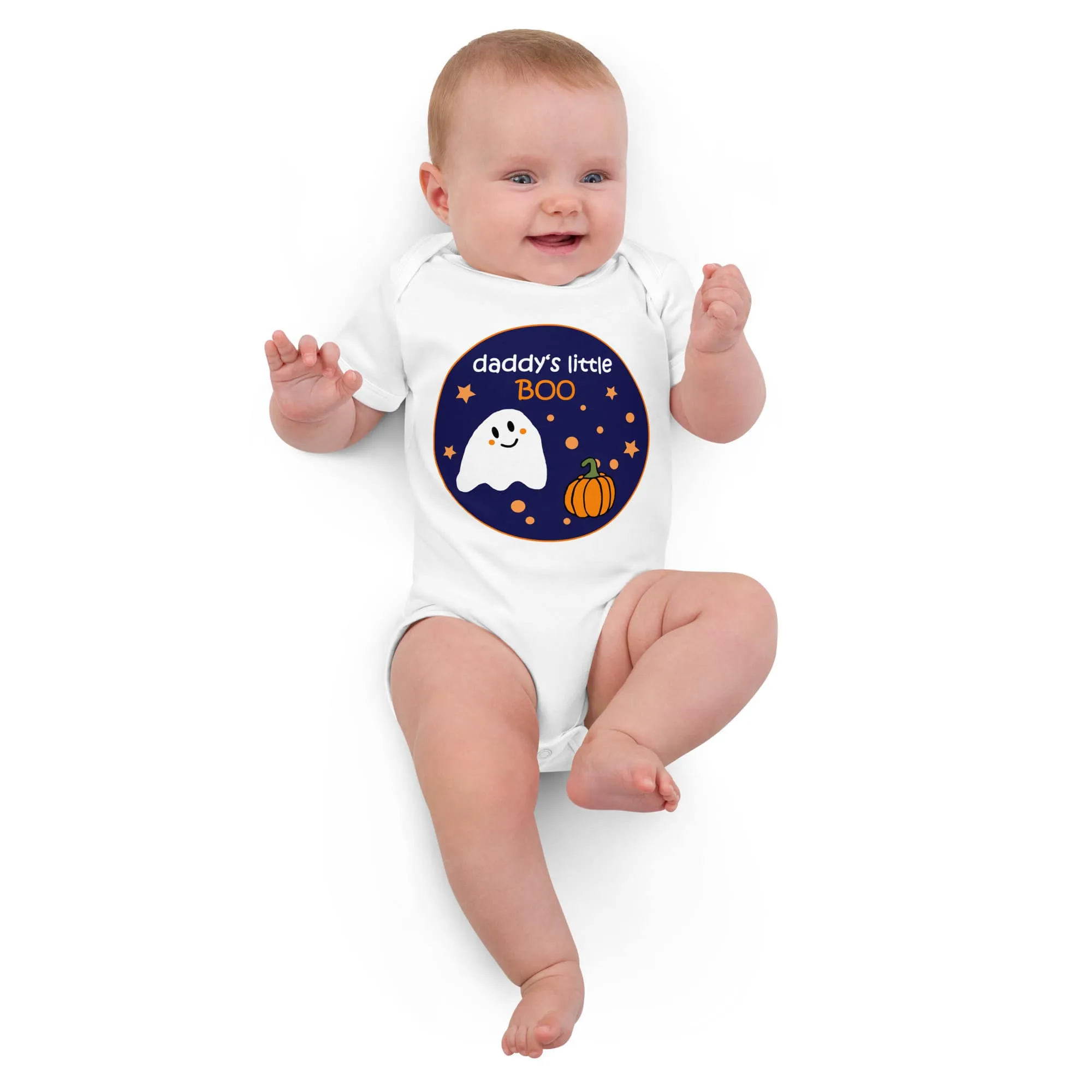 Organic Cotton Baby Bodysuit – "Daddy's Little BOO" Halloween | 3 Colors