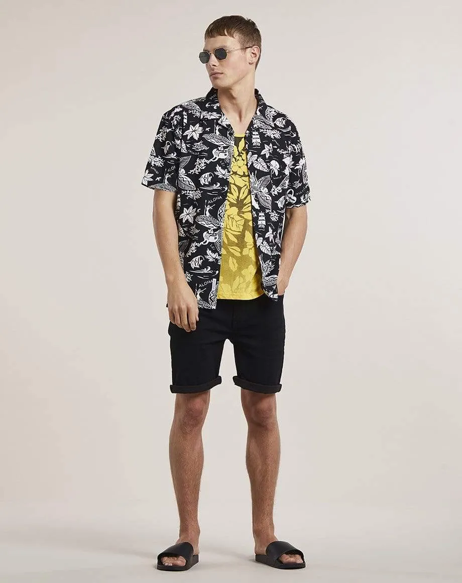 Orvar Printed Mens Vest | Black Yellow