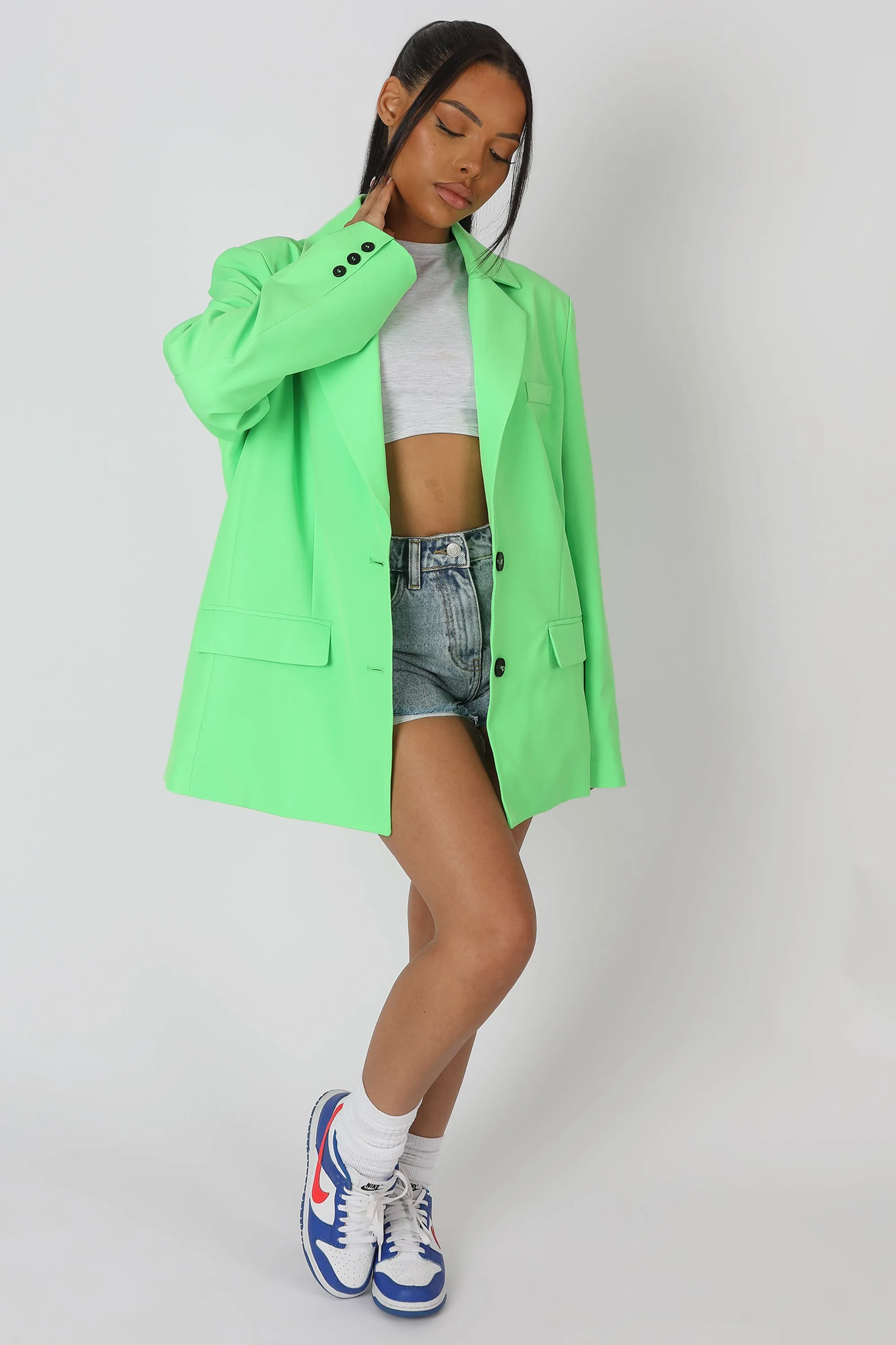 Oversized Masculine Blazer Jacket Green