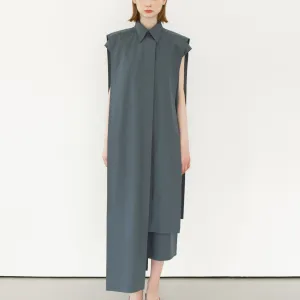 Panel sleeveless shirt dress