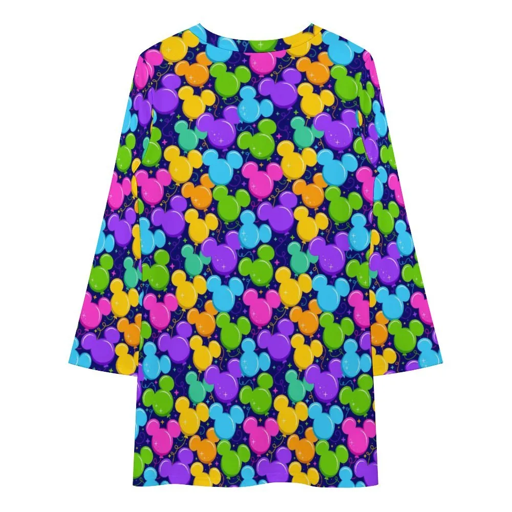 Park Balloons Long Sleeve Patchwork T-shirt Dress