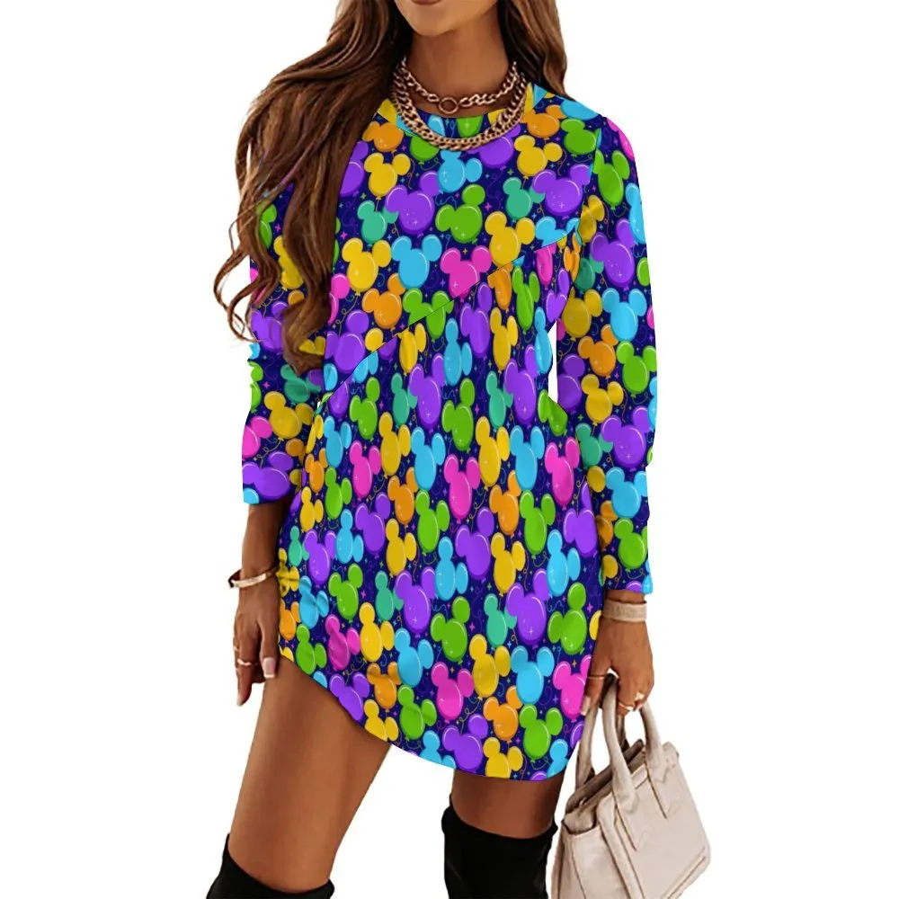 Park Balloons Long Sleeve Patchwork T-shirt Dress