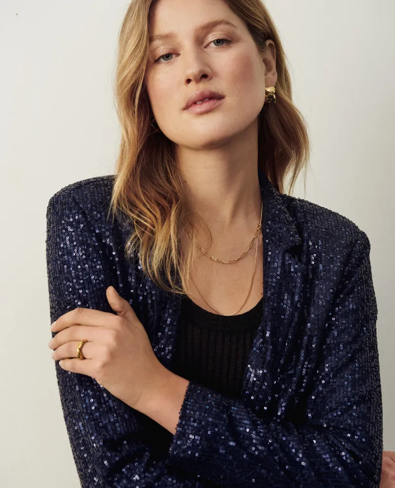 Part Two Darina Midnight Sequin Blazer