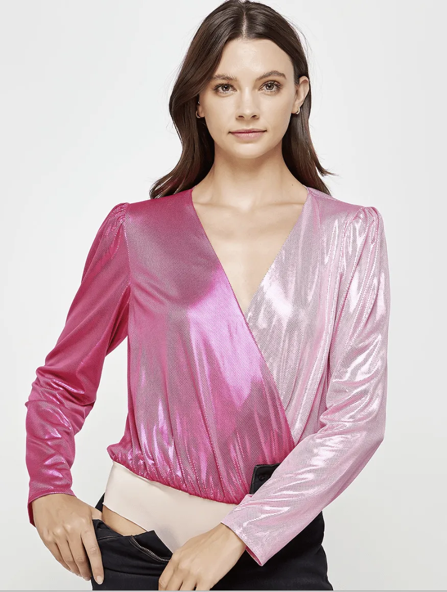 Party On My Mind Shimmer Color Block Bodysuit