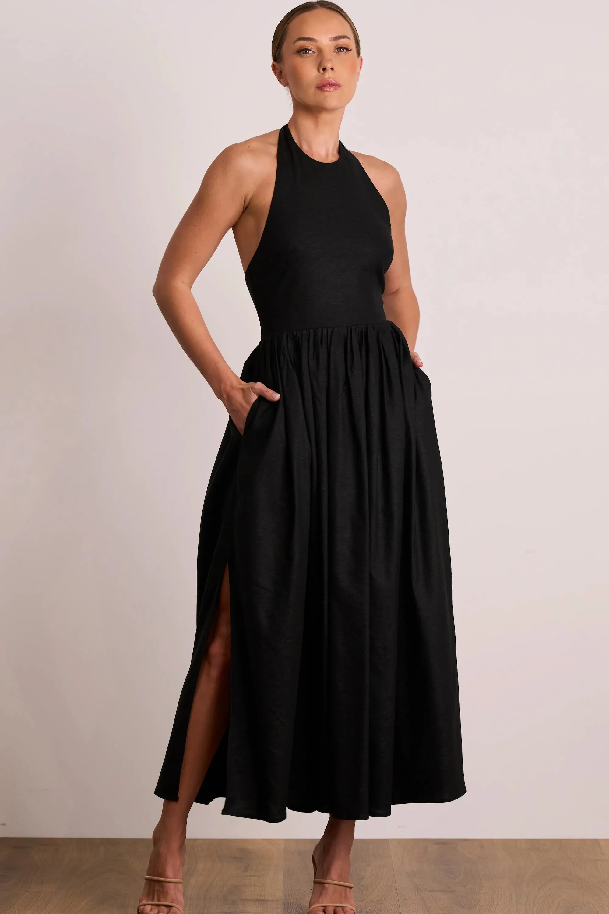 Pasduchas Joyride Halter Midi Dress - Black