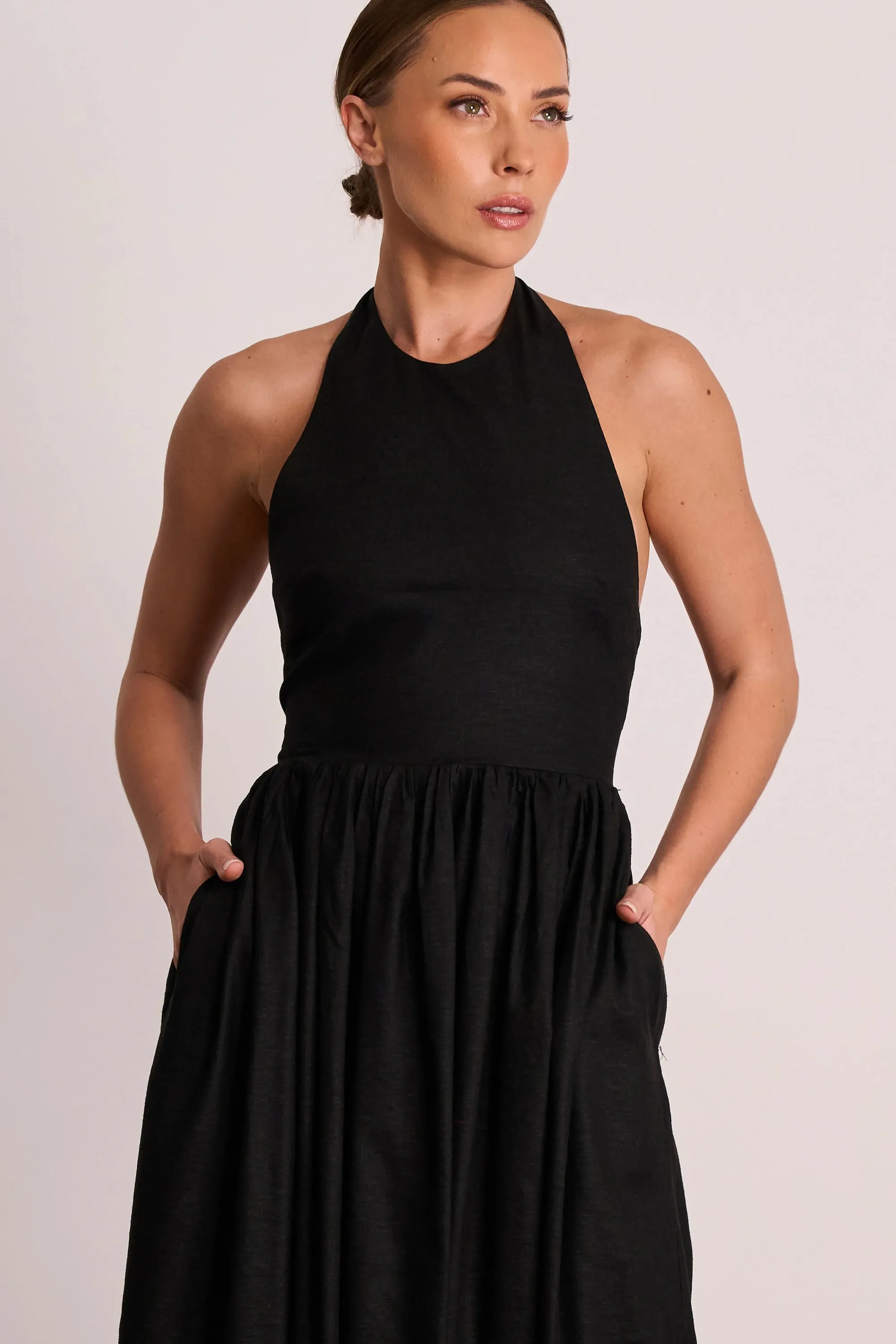 Pasduchas Joyride Halter Midi Dress - Black