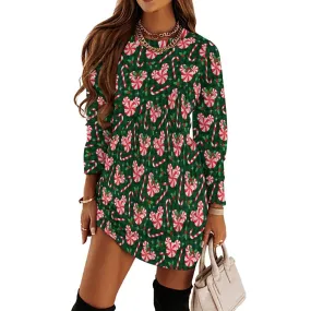 Peppermint Candy Long Sleeve Patchwork T-shirt Dress